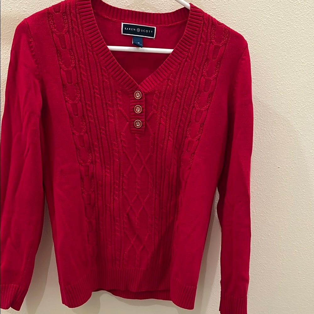 Karen Scott Women's Red Sweater